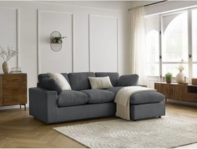 Colțar gri închis cu tapițerie din catifea reiată Belair – Bobochic Paris