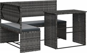 vidaXL Canapea de grădină cu masă/perne, formă de L, poliratan gri