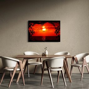 Tablou - apus de soare cu avion (90x60 cm)