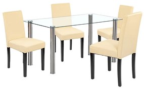 Set de masă Cadiz 4+1 alb-bej