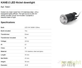 SPOT LED INCASTRABIL DE EXTERIOR KANE-2 70661