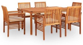 278898 vidaXL Set mobilier de exterior cu perne 7 piese lemn masiv de acacia