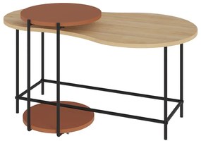 Măsuțe de cafea cărămizii/în culoare naturală 2 buc. cu blat cu aspect de lemn de stejar 65x103 cm Rosie – Marckeric