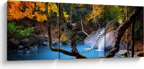 Tablou - Cascade din Asia (cu ceas) (90x30 cm)