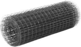 vidaXL Plasă de sârmă găini, gri, 10 x 0,5 m, oțel cu înveliș PVC