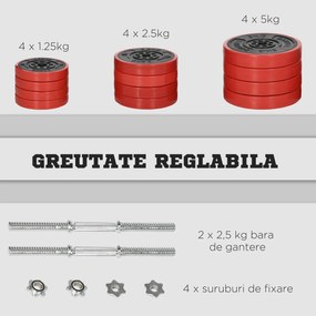 HOMCOM Set Greutăți 40KG pentru Gantere Ajustabile Antrenament Sport Acasă | Aosom Romania