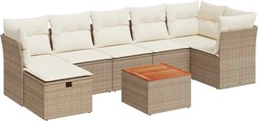 vidaXL Set canapele de grădină, 8 piese, cu perne, bej, poliratan