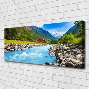 Tablou pe panza canvas Munții pietre Lacul Verde Peisaj Gri Albastru