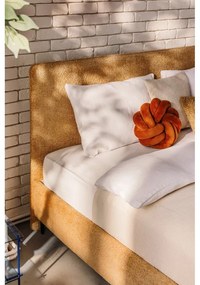 Pat matrimonial galben muștar tapițat cu somieră 160x200 cm Noira Slim – Bonami Selection