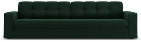 Canapea Justin cu 4 locuri si tapiterie din catifea, verde inchis