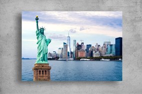 Tapet Premium Canvas - Statuia Libertatii si orasul New York