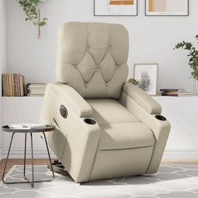 vidaXL Fotoliu rabatabil electric cu ridicare, crem, piele ecologică