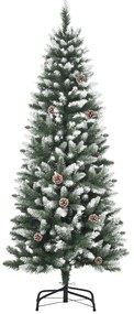 HOMCOM Brad de Crăciun Înzăpezit cu 464 crengi și 28 conuri, Brad Artificial cu Bază Detașabilă, Ø69x150 cm, Verde | Aosom Romania