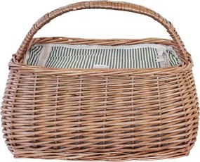 Coș de picnic din răchită naturală, termoizolant, căptușit, 38 x 25 x 27 cm, „Molly"