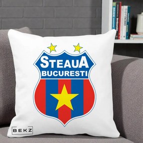 Perna Personalizata Steaua Bucuresti Fotbal, 40x40 cm, Alba Mata, Husa Detasabila, Perna Inclusa, BEKZ®