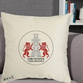 Perna Personalizata CSM Cetatea Turnu Magurele Fotbal, 40x40 cm, Ecru, Husa Detasabila, Perna Inclusa, BEKZ®