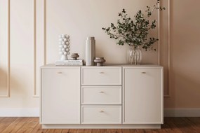 Comodă cu sertare Lorini 150 cm - casmir / mânere aurii T-bar