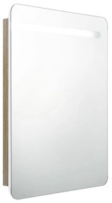 326508 vidaXL Dulap de baie cu oglindă și LED, alb și stejar, 60x11x80 cm