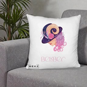 Perna Personalizata Zodie Berbec, 40x40 cm, Alb Pufos, Husa Detasabila, Perna Inclusa, BEKZ®
