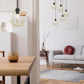 Lustră pe cablu BERGEN 1xE27/60W/230V neagră/aurie