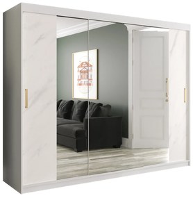 Dulap de haine 250 cm Marbelo T2 (mat alb + marmură albă). 1064604
