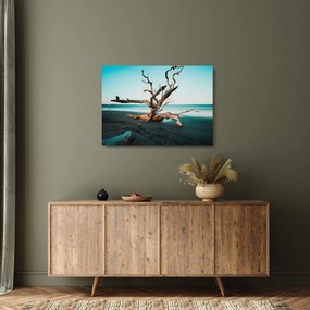 Tablou pe sticlă - Debarcare pe plaja (70x50 cm)