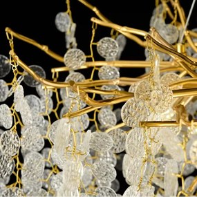 Candelabru Eva Cristal,6 Becuri E14, 60cm, Auriu
