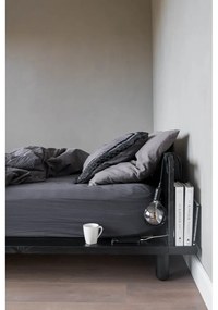 Pat matrimonial negru din lemn masiv de pin cu somieră 140x200 cm Peek – Karup Design