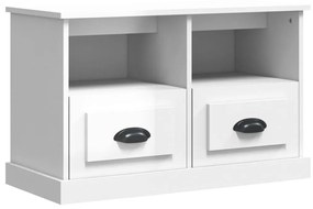 vidaXL Comodă TV, alb extralucios, 80x35x50 cm, lemn prelucrat