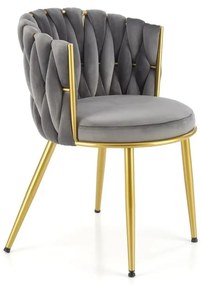 Set 4 scaune K517 velvet gri/auriu