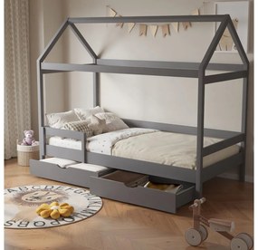 Pat etajat pentru copii 90 cm Nortena (gri) (cu somieră) (cu sp. depozitare). 1116425