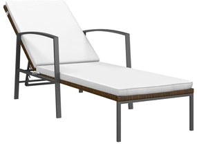 Sezlonguri de plaja cu masa, 2 buc., maro, poliratan