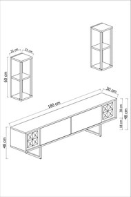 Comoda TV, Hanah Home, Gold Line, 180x30x48 cm, Alb/Negru