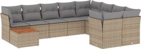 vidaXL Set canapele de grădină, 10 piese, cu perne, bej, poliratan
