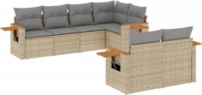 vidaXL Set canapele de grădină, 7 piese, cu perne, gri, poliratan