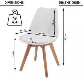 MIADOMODO Set de scaune de sufragerie, alb, 4 bucăți