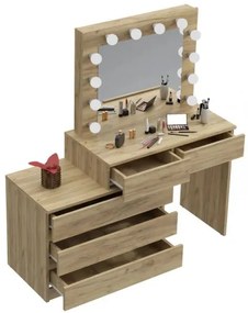 Masă de toaletă cu oglindă LED Nicole stejar craft