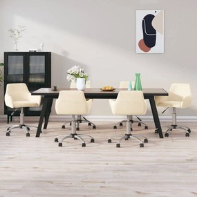3092696 vidaXL Scaune de sufragerie pivotante 6 buc, crem, catifea