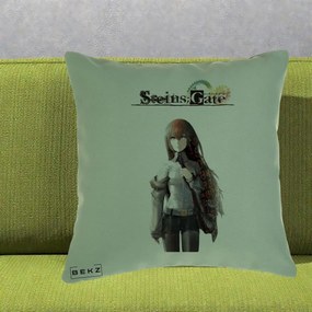 Perna Personalizata Steins Gate Kurisu Makise Anime, 40x40 cm, Verde, Husa Detasabila, Perna Inclusa, BEKZ®