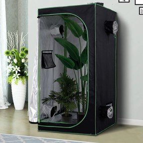 Outsunny Cort Hidroponic din Oxford 600D cu 5 Orificii de Ventilație Reglabile și Fereastră, 80x80x160 cm, Negru | Aosom Romania