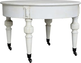 Măsuță de cafea shabby chic pe roți, crem antichizat, "Marie Antoinette"