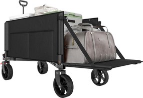 Outsunny Cărucior de grădină pliabil 150 L, cărucior de transport de plajă mâner reglabil buzunare laterale 85 x 50 x 90 cm negru | Aosom Romania