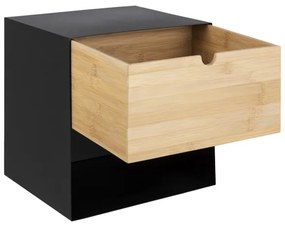 Noptieră cu posibilitate de montare pe perete BEKIM negru/bambus