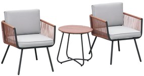 Outsunny Set Mobilier Grădină 3 Piese din Rășină Împletită, 2 Fotolii și Masă, Perne Incluse, Gri/Portocaliu | Aosom Romania