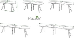 Mazzoni Masă ovală extensibilă EXPANSO Cașmir / picioare negre