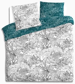 Set de pat dublu din bumbac cu motiv vegetal, 240 x 260 cm