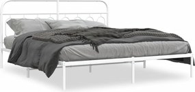 vidaXL Cadru de pat metalic cu tăblie, alb, 160x200 cm