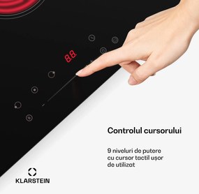 Klarstein CeramEase Slim VTC plită de gătit, vitroceramică, 3 zone de gătit, 5,2 kW, touch control, cronometru