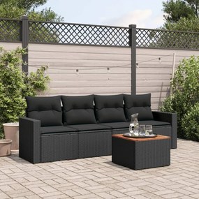 3223997 vidaXL Set mobilier de grădină cu perne, 5 piese, negru, poliratan