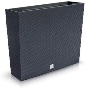 Jardiniera decorativa, imitatie ratan, antracit, 58x18x49.8 cm, Rato Case